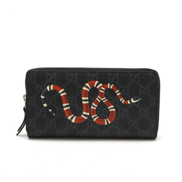 Gucci Supreme GG Wallet Zip Red Snake Black - Picture 1 of 7
